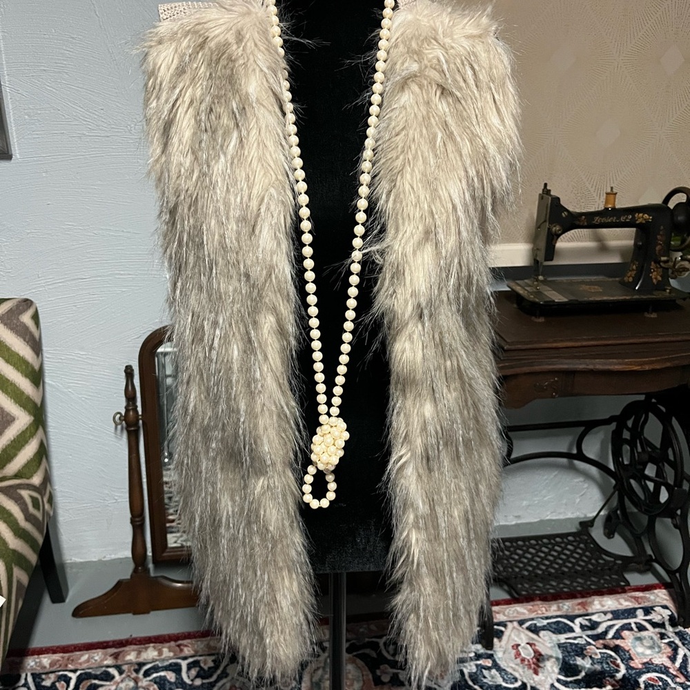 Faux Fur Vest in Grey Taupe Light Brown by Selby Collection